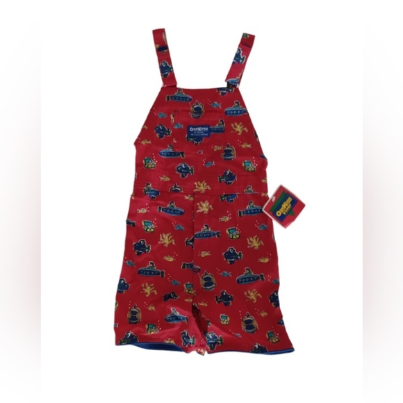 Vintage OshKosh B'Gosh Boy's Overalls with Submarins Print, size 7 - Picture 1 of 14